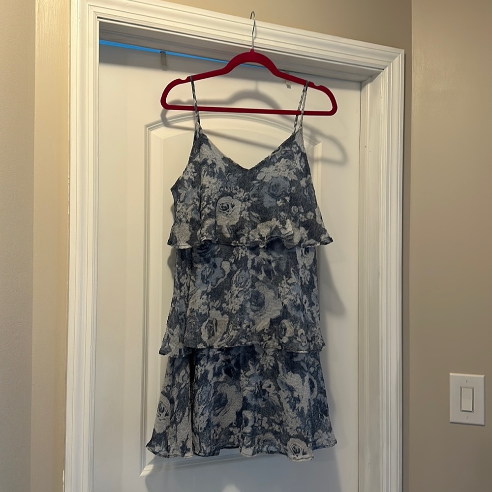 Blue floral tiered dress